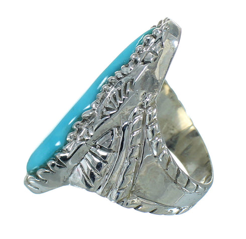 Southwestern Turquoise Sterling Silver Ring Size 5-1/4 YX85589